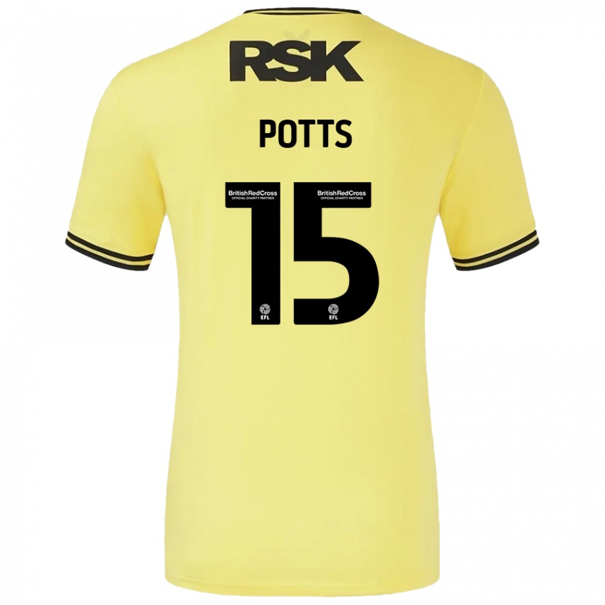 Damen Dan Potts #15 Gelb Schwarz Auswärtstrikot Trikot 2024/25 T-Shirt Österreich