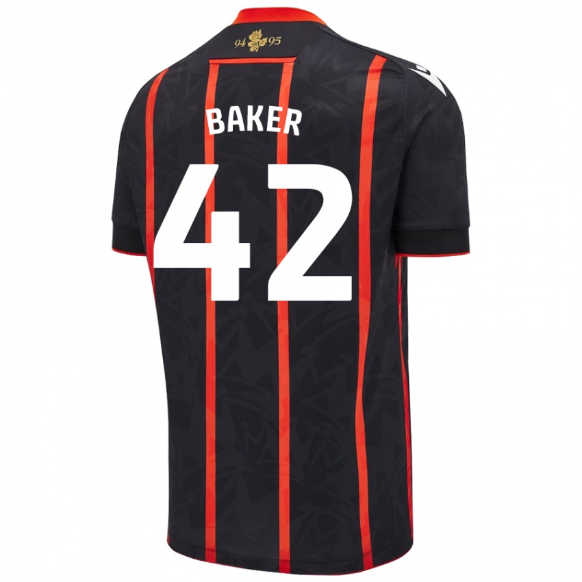 Damen Lewis Baker #42 Schwarz Rot Auswärtstrikot Trikot 2024/25 T-Shirt Österreich