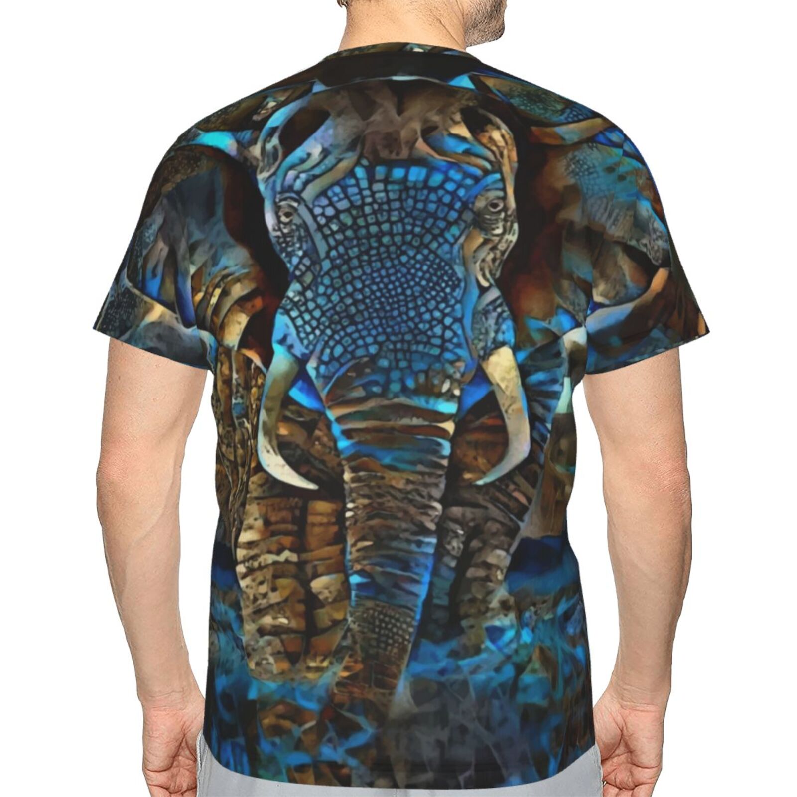 Elefant Braun Blau Medien Mischen Elemente Klassisch Österreich T-shirt